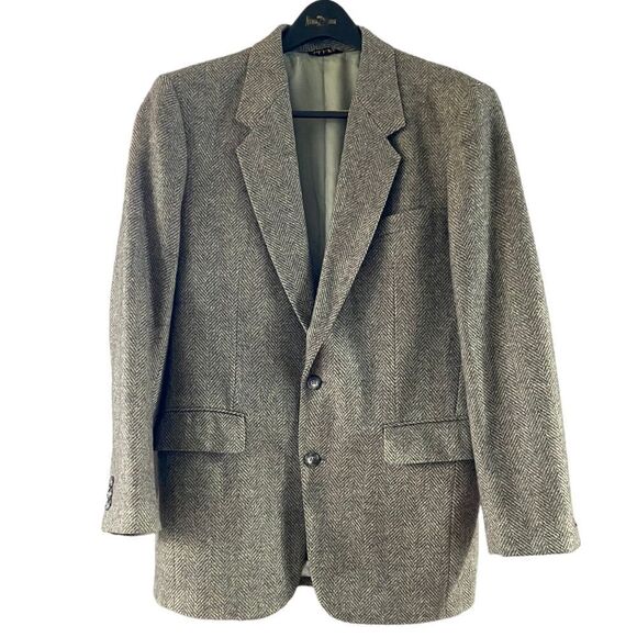 Vintage Jordache Gray Tweed Herring Bone Sport Coat 40R - Picture 1 of 8